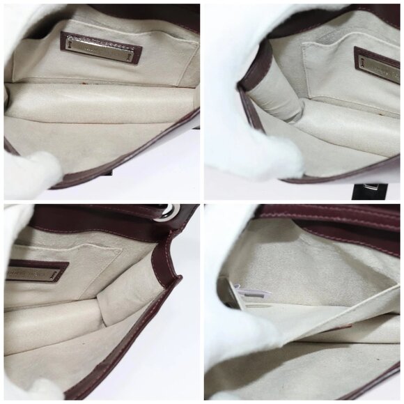 Jimmy Choo Hand Bag Leather Bordeaux Silver Auth BA5034 - Picture 15 of 16